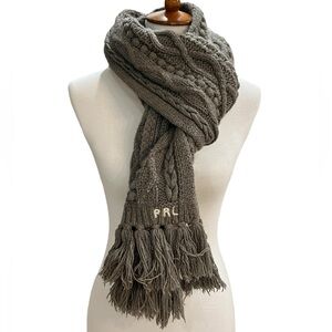 Vintage Ralph Lauren Oversized Chunky Knit Sage Green Scarf Wrap Around Unisex